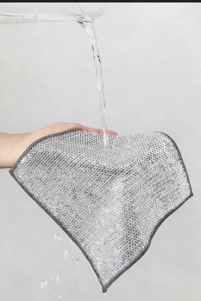 Alt view image 2 of 7 - 5-Pack 7.9-Inch Dual-Layer Metal Mesh Cleaning Cloths - Scratch-Free Kitchen Scrubbers for Dishes & Cookware