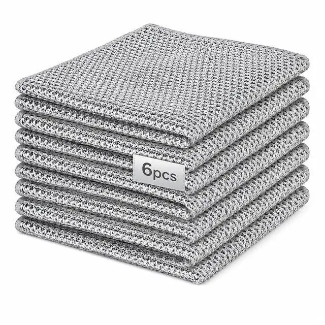 Main image of 6 Pack Non-Scratch Wire Dishcloths, Multipurpose Steel Wool Cleaning Cloths for Dishes, Pots, Pans, Sinks, Stovetops, Kitchen and Bathroom Cleaning Pads