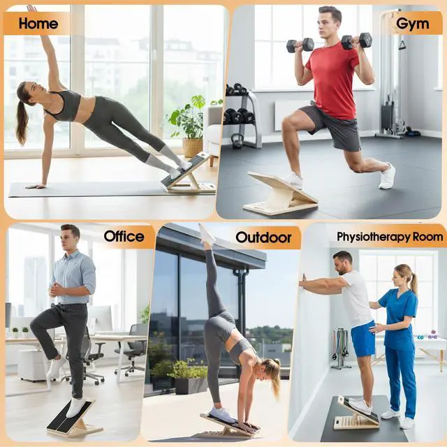 Alt view image 2 of 7 - Portable Wooden Slant Board, 5-Level Incline Board for Home Calf Stretching