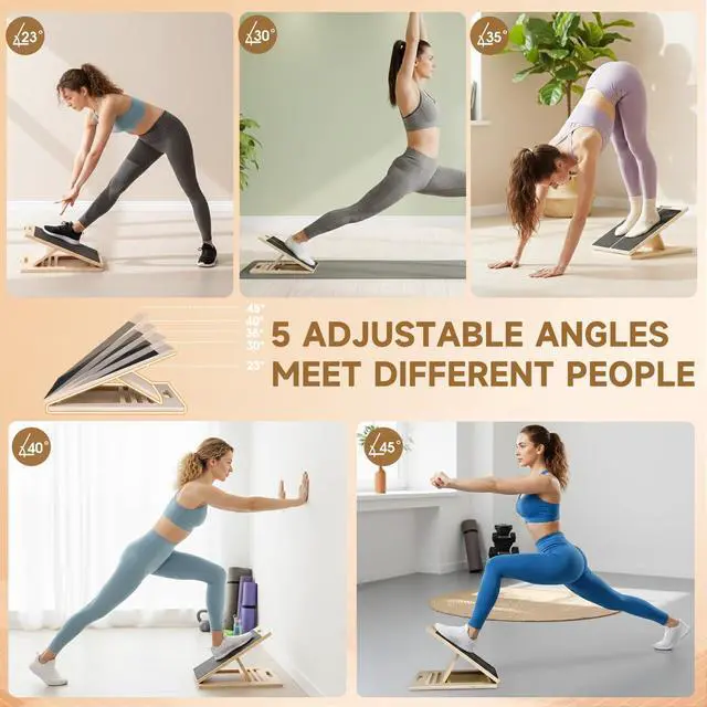 Alt view image 3 of 7 - Portable Wooden Slant Board, 5-Level Incline Board for Home Calf Stretching