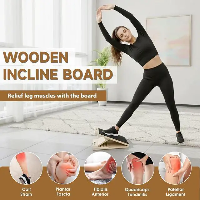 Alt view image 6 of 7 - Portable Wooden Slant Board, 5-Level Incline Board for Home Calf Stretching