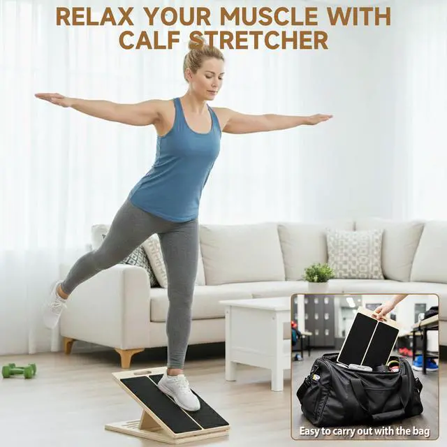 Alt view image 7 of 7 - Portable Wooden Slant Board, 5-Level Incline Board for Home Calf Stretching