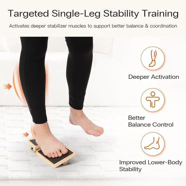 Alt view image 3 of 7 - Single-Leg Ankle Mobility & Balance Board, Wooden Stability Trainer for Foot & Ankle Strength, Control & Performance, Non-Slip Design, with Carry Bag & Exercise Guide