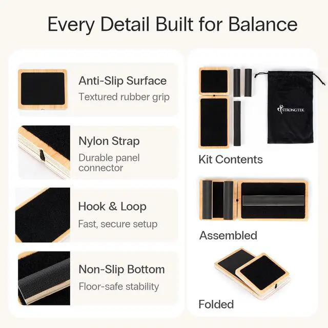 Alt view image 6 of 7 - Single-Leg Ankle Mobility & Balance Board, Wooden Stability Trainer for Foot & Ankle Strength, Control & Performance, Non-Slip Design, with Carry Bag & Exercise Guide