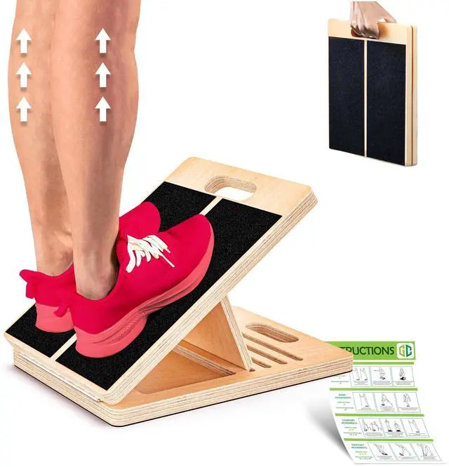 Main image of Wooden Calf Stretcher - Portable Slant Board for Calf Stretching - Bears 300 lbs - Adjustable Incline Board Physical Therapy Equipment - Reduce Injury Risk, Improve Foot, Leg & Ankle Mobility