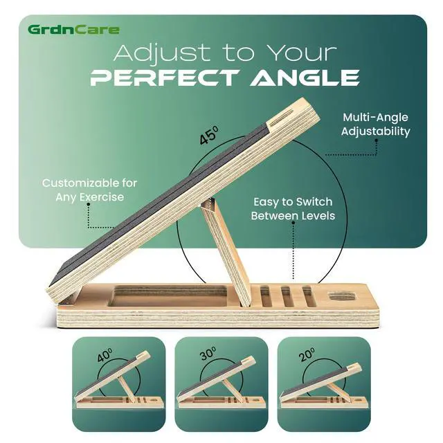 Alt view image 3 of 7 - Wooden Calf Stretcher - Portable Slant Board for Calf Stretching - Bears 300 lbs - Adjustable Incline Board Physical Therapy Equipment - Reduce Injury Risk, Improve Foot, Leg & Ankle Mobility