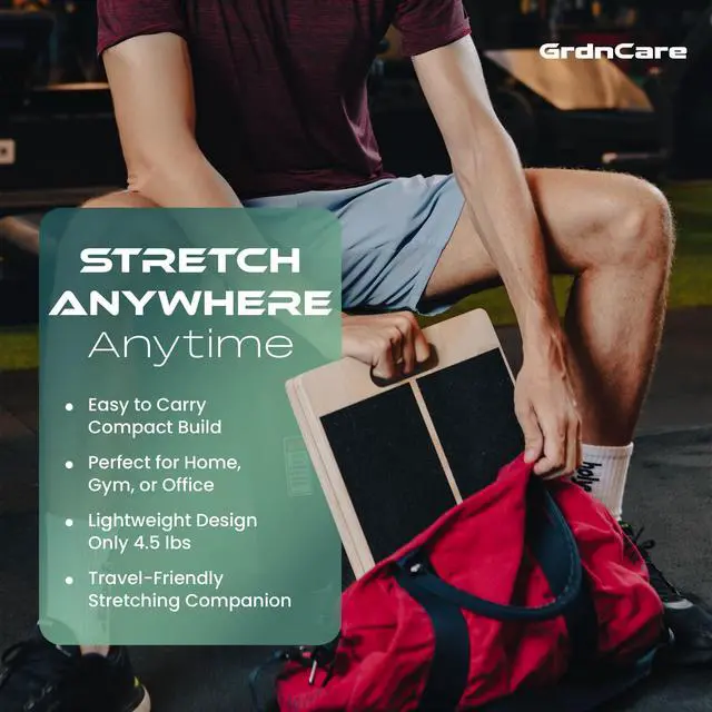 Alt view image 5 of 7 - Wooden Calf Stretcher - Portable Slant Board for Calf Stretching - Bears 300 lbs - Adjustable Incline Board Physical Therapy Equipment - Reduce Injury Risk, Improve Foot, Leg & Ankle Mobility
