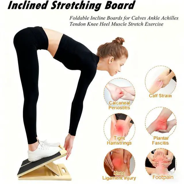 Alt view image 4 of 7 - Adjustable Wooden Slant Board for Calf Stretching, Incline Exercise Stretcher for Ankle, Heel, Knees & Leg Mobility Portable Wedge Equipment for Squats