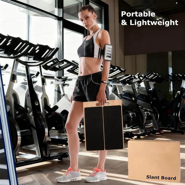 Alt view image 5 of 7 - Adjustable Wooden Slant Board for Calf Stretching, Incline Exercise Stretcher for Ankle, Heel, Knees & Leg Mobility Portable Wedge Equipment for Squats
