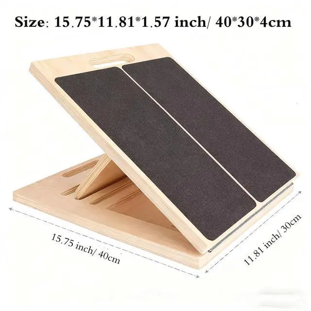 Alt view image 6 of 7 - Adjustable Wooden Slant Board for Calf Stretching, Incline Exercise Stretcher for Ankle, Heel, Knees & Leg Mobility Portable Wedge Equipment for Squats