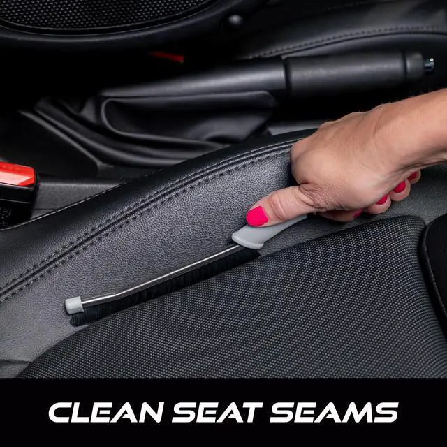 Alt view image 2 of 7 - Car Detailing Brush Set for Car Cleaning Kit, Multi-Purpose Interior Car Cleaner Brush Set for Interior Detail, Includes Medium Bristles and Stiff Bristles, 4 Pack, Black/White