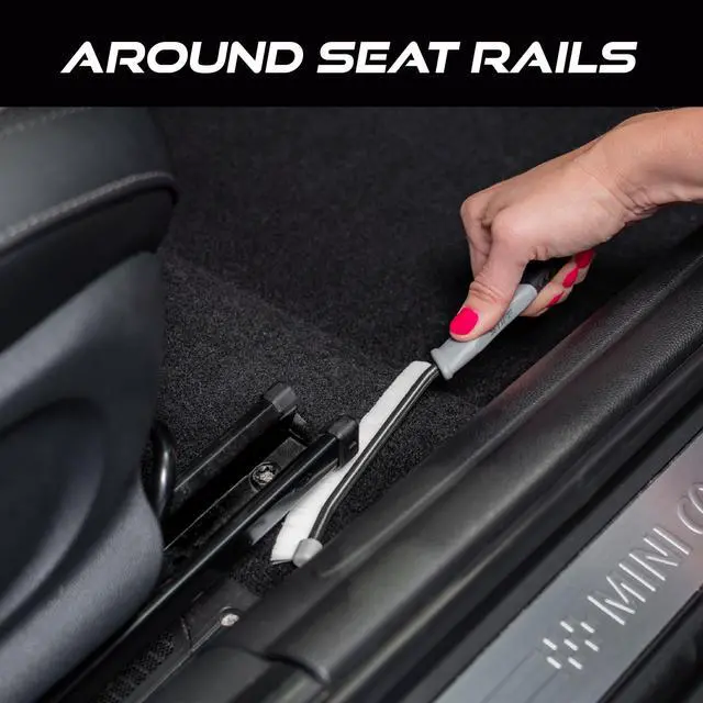 Alt view image 5 of 7 - Car Detailing Brush Set for Car Cleaning Kit, Multi-Purpose Interior Car Cleaner Brush Set for Interior Detail, Includes Medium Bristles and Stiff Bristles, 4 Pack, Black/White