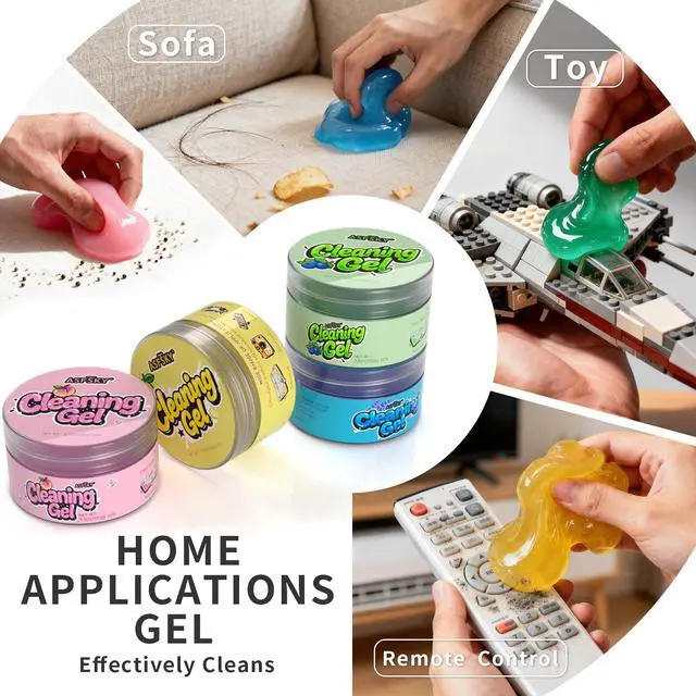 Alt view image 3 of 7 - Car Cleaning Gel4 Packs Dust Cleaning Putty Universal Car Interior Cleaner Keyboard Dust Remover Car Slime Gifts for Men Women Girl