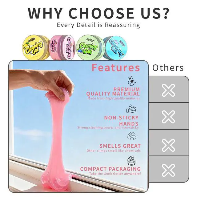 Alt view image 6 of 7 - Car Cleaning Gel4 Packs Dust Cleaning Putty Universal Car Interior Cleaner Keyboard Dust Remover Car Slime Gifts for Men Women Girl