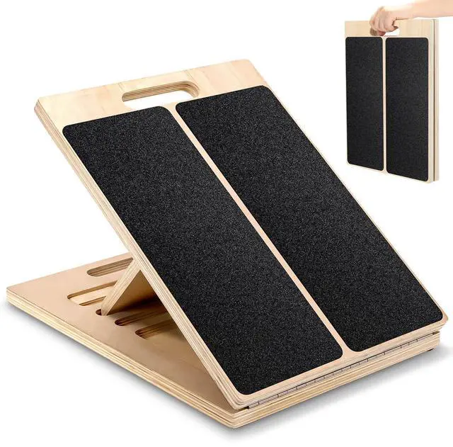Main image of Wooden Slant Board for Calf Stretching Adjustable Incline Board for Squats, Ankle & Achilles Stretch, Physical Therapy Foot Stretcher, Non-Slip Wedge for Knees Over Toes, Balance & Mobility Training