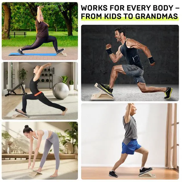 Alt view image 4 of 7 - Wooden Slant Board for Calf Stretching Adjustable Incline Board for Squats, Ankle & Achilles Stretch, Physical Therapy Foot Stretcher, Non-Slip Wedge for Knees Over Toes, Balance & Mobility Training