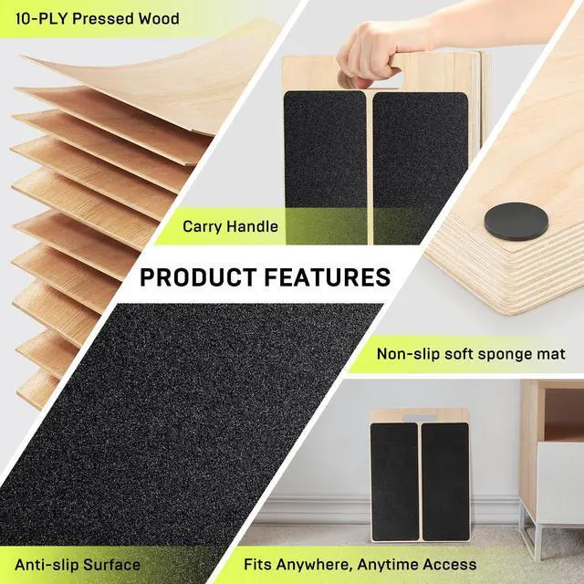 Alt view image 6 of 7 - Wooden Slant Board for Calf Stretching Adjustable Incline Board for Squats, Ankle & Achilles Stretch, Physical Therapy Foot Stretcher, Non-Slip Wedge for Knees Over Toes, Balance & Mobility Training