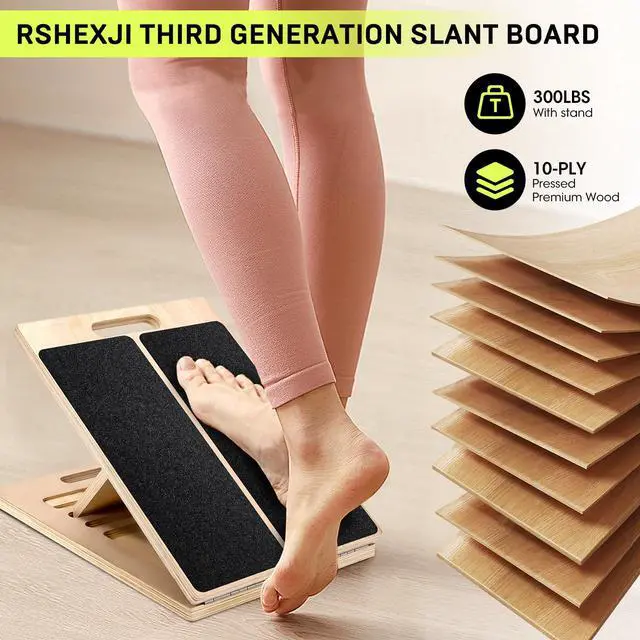 Alt view image 7 of 7 - Wooden Slant Board for Calf Stretching Adjustable Incline Board for Squats, Ankle & Achilles Stretch, Physical Therapy Foot Stretcher, Non-Slip Wedge for Knees Over Toes, Balance & Mobility Training