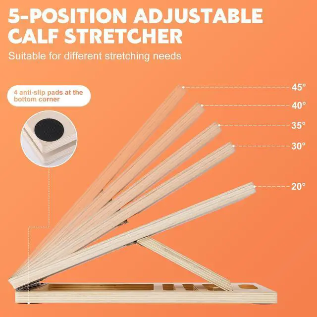 Alt view image 4 of 7 - Portable Slant Board for Calf Stretching, Adjustable Wooden Calf Stretcher Incline Board, Calf Stretch Board for Squats Leg Knees Heel Ankle Stretching