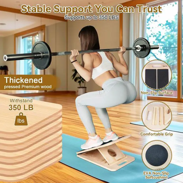 Alt view image 4 of 7 - 4 Pieces Slant Board with Exercise Bands, Premium Calf Stretch Board, Portable Adjustable Slant Board for Calf Stretching, 350LB Weight Capacity Calf Ankle Achilles Physical Therapy Leg Exercisers