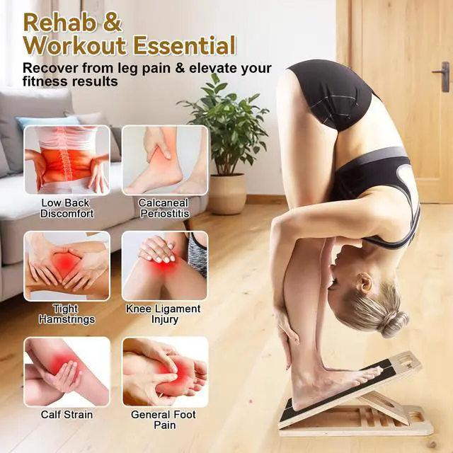 Alt view image 3 of 7 - 4 Pieces Slant Board with Exercise Bands, Premium Calf Stretch Board, Portable Adjustable Slant Board for Calf Stretching, 350LB Weight Capacity Calf Ankle Achilles Physical Therapy Leg Exercisers