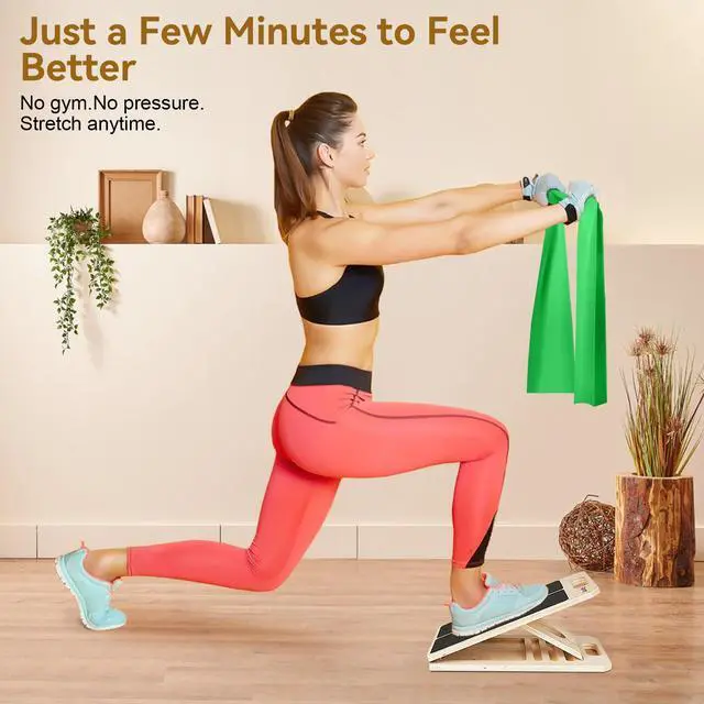 Alt view image 7 of 7 - 4 Pieces Slant Board with Exercise Bands, Premium Calf Stretch Board, Portable Adjustable Slant Board for Calf Stretching, 350LB Weight Capacity Calf Ankle Achilles Physical Therapy Leg Exercisers