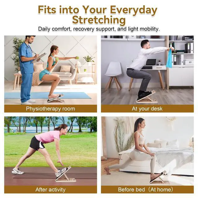 Alt view image 6 of 7 - 4 Pieces Slant Board with Exercise Bands, Premium Calf Stretch Board, Portable Adjustable Slant Board for Calf Stretching, 350LB Weight Capacity Calf Ankle Achilles Physical Therapy Leg Exercisers