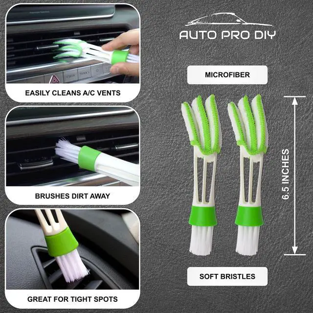 Alt view image 4 of 7 - 11 Piece Car Detailing Kit Set - Car Wheels, Exterior, Interior Cleaning Detail Supplies - Boars Hair, Stainless Steel Wire, Duster Brushes