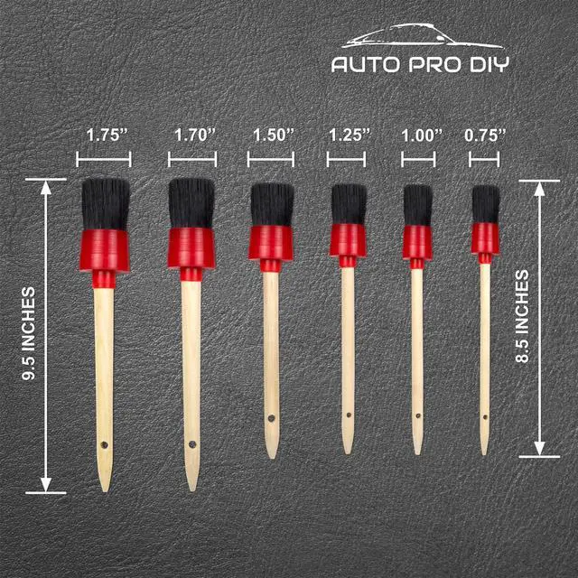 Alt view image 2 of 7 - 11 Piece Car Detailing Kit Set - Car Wheels, Exterior, Interior Cleaning Detail Supplies - Boars Hair, Stainless Steel Wire, Duster Brushes