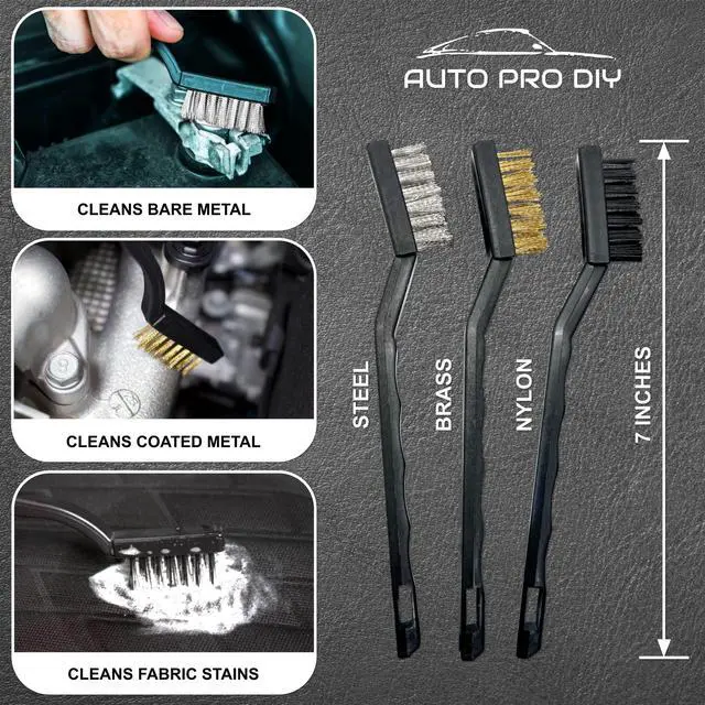 Alt view image 5 of 7 - 11 Piece Car Detailing Kit Set - Car Wheels, Exterior, Interior Cleaning Detail Supplies - Boars Hair, Stainless Steel Wire, Duster Brushes
