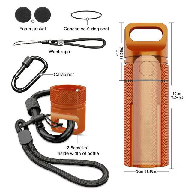 Alt view image 5 of 7 - Alloy Carrying Case Compatible with Ledger Nano X/S Plus YubiKey USB 5 5C NFC Nano, Waterproof & Shockproof USB Thumb Drive Device Storage Holder, Protective Cover for Crypto Wallet (Orange)