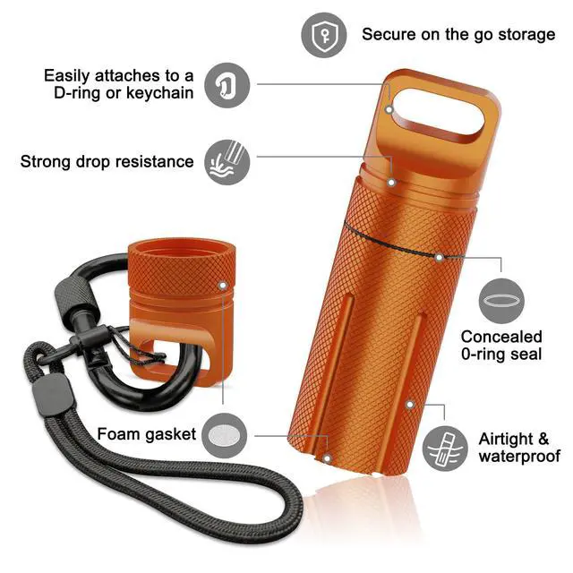 Alt view image 3 of 7 - Alloy Carrying Case Compatible with Ledger Nano X/S Plus YubiKey USB 5 5C NFC Nano, Waterproof & Shockproof USB Thumb Drive Device Storage Holder, Protective Cover for Crypto Wallet (Orange)