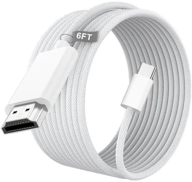 Main image of Apple USB-C to HDMI Cable 4K@60Hz for iPhone 15 16 17 Series, 6FT Nylon-Braided High-Speed Type C to HDMI 2.0 Cord Thunderbolt 5/4/3 for MacBook Pro/Air, iPad Pro, iMac, Galaxy S26 S25 S24, Surface