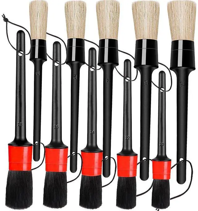 Main image of Detailing Brush Set - 10 Pcs Detail Brushes Car Detailing, Auto Boar Hair Car Detailing Kit for Cleaning Interior Exterior - Vehicles Wheels Leather Engine Dashboard