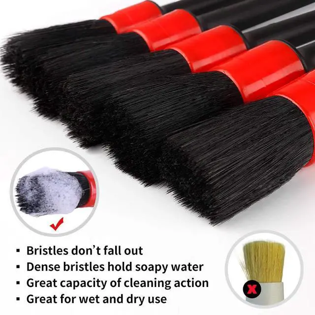 Alt view image 2 of 6 - Detailing Brush Set - 10 Pcs Detail Brushes Car Detailing, Auto Boar Hair Car Detailing Kit for Cleaning Interior Exterior - Vehicles Wheels Leather Engine Dashboard