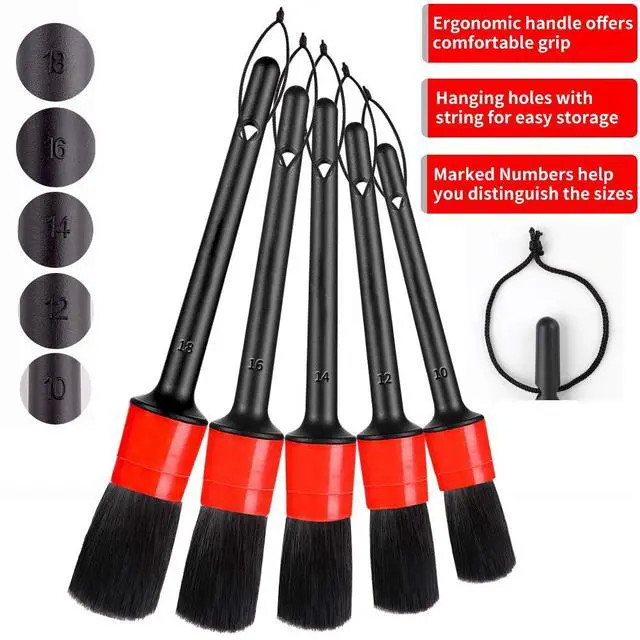 Alt view image 4 of 6 - Detailing Brush Set - 10 Pcs Detail Brushes Car Detailing, Auto Boar Hair Car Detailing Kit for Cleaning Interior Exterior - Vehicles Wheels Leather Engine Dashboard