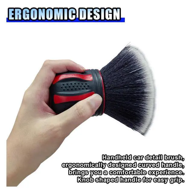 Alt view image 4 of 6 - Car Detailing Brush, Ultra Soft Bristles XL Synthetic Brush, Auto Interior Dusting Brush with Storage Rack, Car Cleaning Tool for Vehicle Air Conditioner Vents, Dashboard, Leather