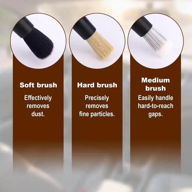 Alt view image 4 of 7 - 6pcs Car Detailing Brush Set, Soft Medium and Hard Bristle Automotive Cleaning Brushes Multi-Use Car Interior Detail Dust Brush Tools for Auto Truck SUV RV Motorcycle Leather Exterior