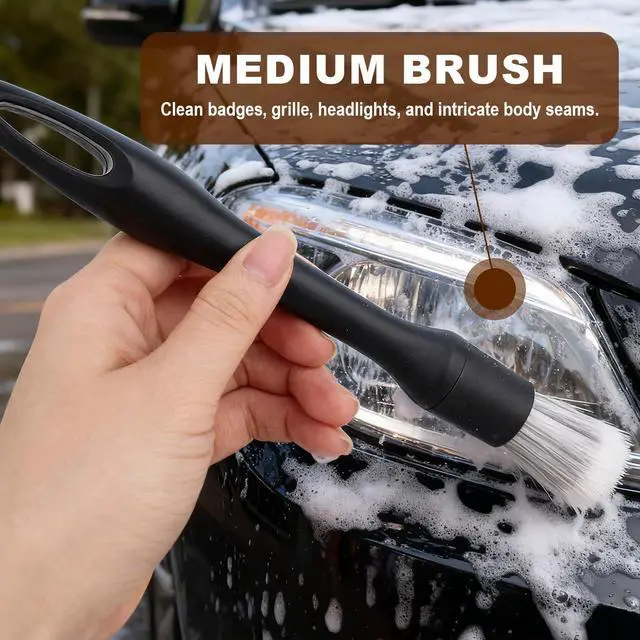 Alt view image 6 of 7 - 6pcs Car Detailing Brush Set, Soft Medium and Hard Bristle Automotive Cleaning Brushes Multi-Use Car Interior Detail Dust Brush Tools for Auto Truck SUV RV Motorcycle Leather Exterior