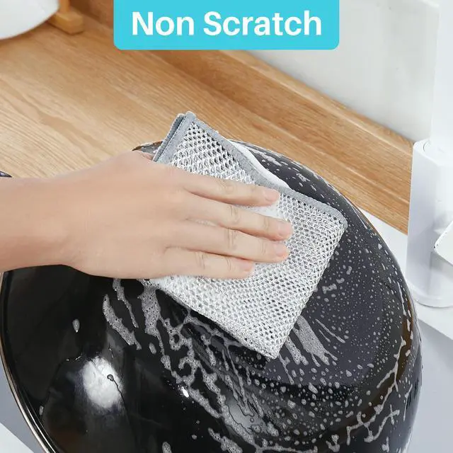 Alt view image 5 of 7 - Scratch Wire Dishcloth-10 PCS, Double Layers Multipurpose Wire Dishwashing Rags, Wet & Dry Cleaning Rags for Dishes, Cookware, Sinks, Stoves & Fireplaces (11.8 x 11.8)