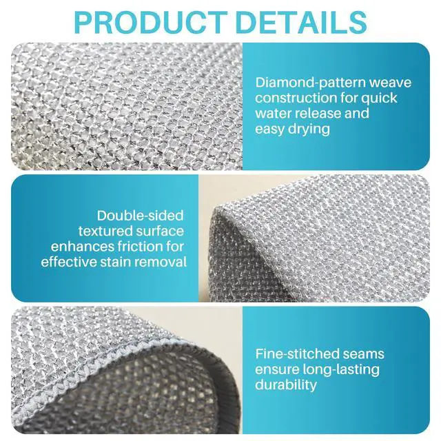 Alt view image 6 of 7 - Scratch Wire Dishcloth-10 PCS, Double Layers Multipurpose Wire Dishwashing Rags, Wet & Dry Cleaning Rags for Dishes, Cookware, Sinks, Stoves & Fireplaces (11.8 x 11.8)