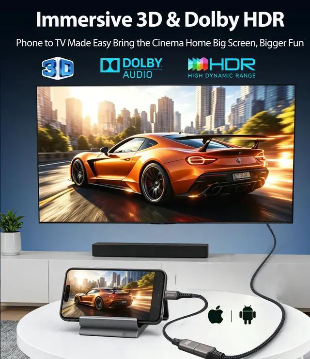 Alt view image 4 of 7 - USB-C to HDMI Adapter 4K@60Hz, Thunderbolt 3/4 to HDMI Adapter, Type C to HDMI Converter, Compatible with MacBook Pro/Air, iPhone 17 16, iPad Pro/Air, Surface Laptop, Dell XPS, Chromebook, etc