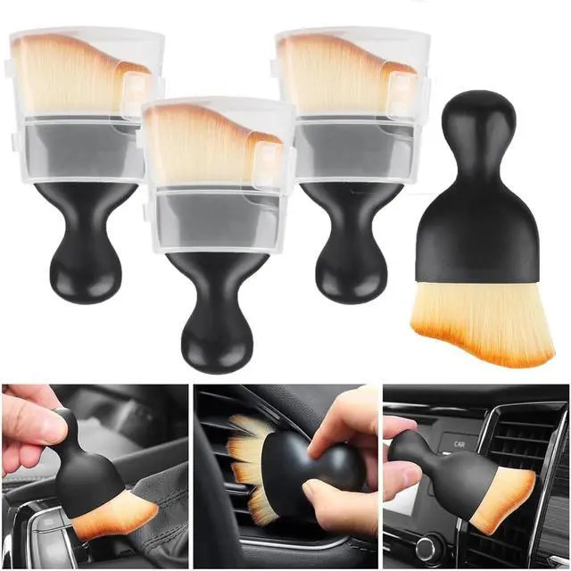 Main image of 4 Pcs Car Interior Cleaning Soft Brushes,Car Interior Detailing Brush,Car Cleaning Brush Dust Collectors, Car Interior Cleaning Soft Brushes,Curved Design Dirt Dust Clean Brushes