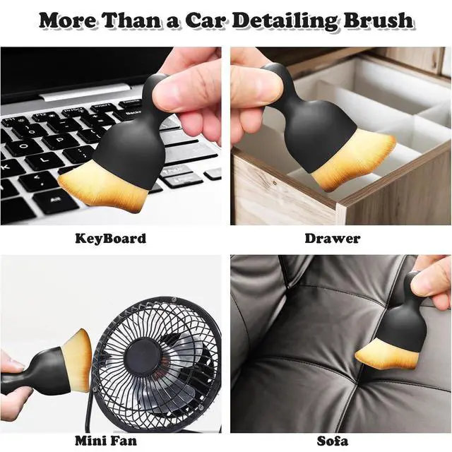 Alt view image 3 of 6 - 4 Pcs Car Interior Cleaning Soft Brushes,Car Interior Detailing Brush,Car Cleaning Brush Dust Collectors, Car Interior Cleaning Soft Brushes,Curved Design Dirt Dust Clean Brushes