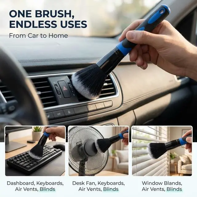 Alt view image 3 of 7 - 1 PC Car Detailing Brush, Ultra Soft Bristle Interior Cleaning Tool with Storage Rack, Ball-shaped Handle for Dashboard Vents, Universal for Most Cars, Trucks, SUVs (Blue)