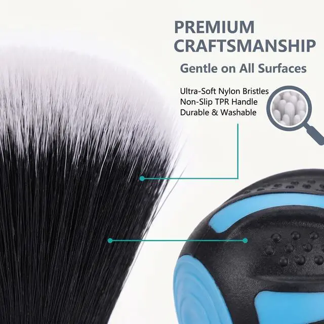 Alt view image 7 of 7 - 1 PC Car Detailing Brush, Ultra Soft Bristle Interior Cleaning Tool with Storage Rack, Ball-shaped Handle for Dashboard Vents, Universal for Most Cars, Trucks, SUVs (Blue)