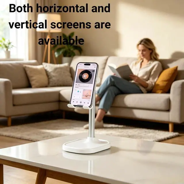 Alt view image 4 of 7 - Cell Phone Stand for Desk,Adjustable Height Phone Stand for Desk,Aluminum Alloy Support Rod,Compatible with iPhone 17 16 15 14 13 Pro Max,4-10" Cellphone and Tablets (White)