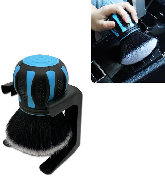 Main image of Car Interior Brush, Soft Bristles with Storage Rack, Car Beauty Tools, Car Detailing Brush Kit, Suitable for Most Cars (Blue)