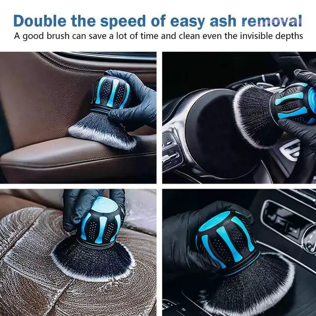 Alt view image 6 of 7 - Car Interior Brush, Soft Bristles with Storage Rack, Car Beauty Tools, Car Detailing Brush Kit, Suitable for Most Cars (Blue)