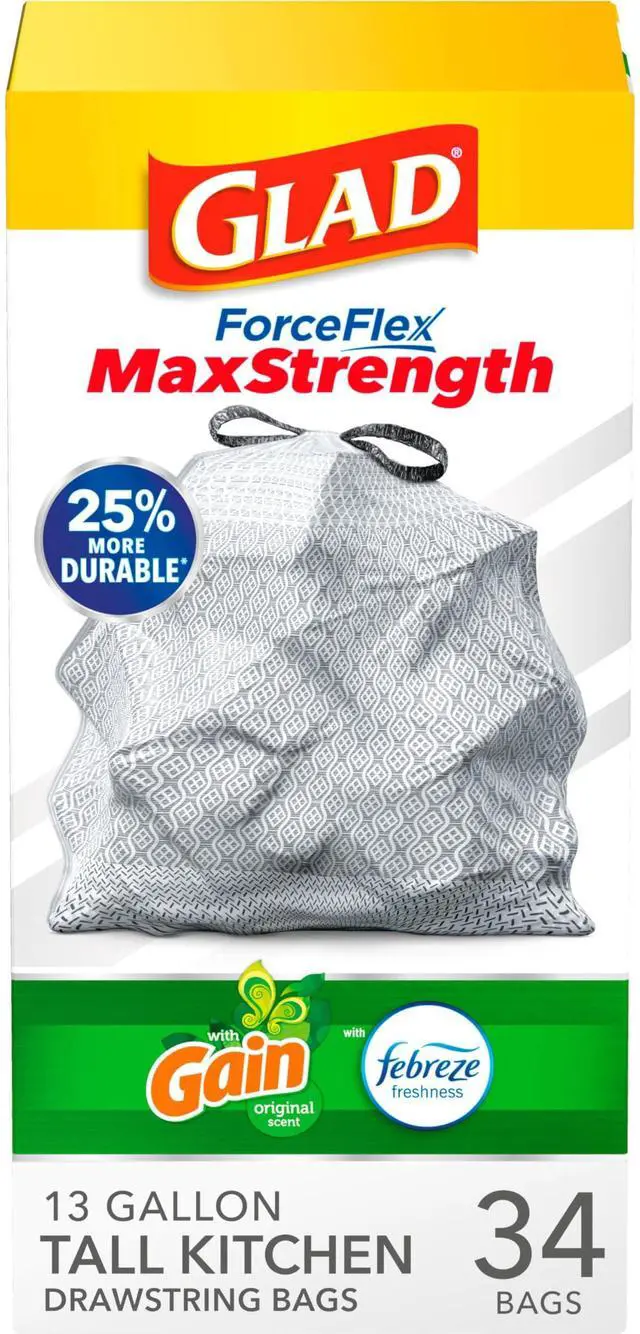 Main image of ForceFlex MaxStrength Tall Kitchen Trash Bags, 13 Gal, Gain Original, 34 Ct (Pack May Vary)